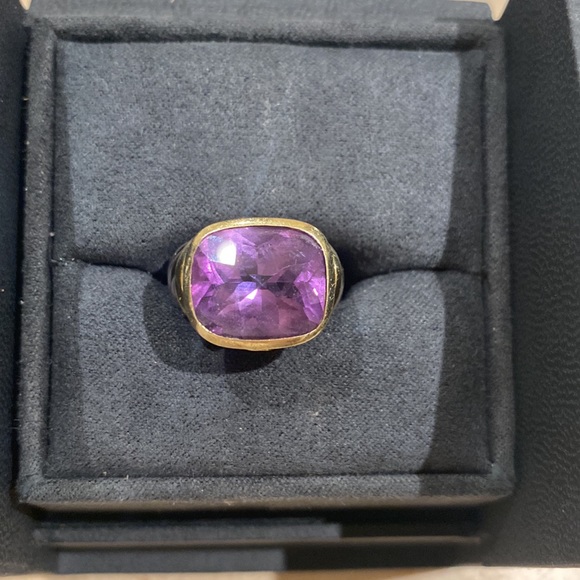 David Yurman 925 & 14k gold Noblesse Ring with Amethyst size 5. - Picture 3 of 8